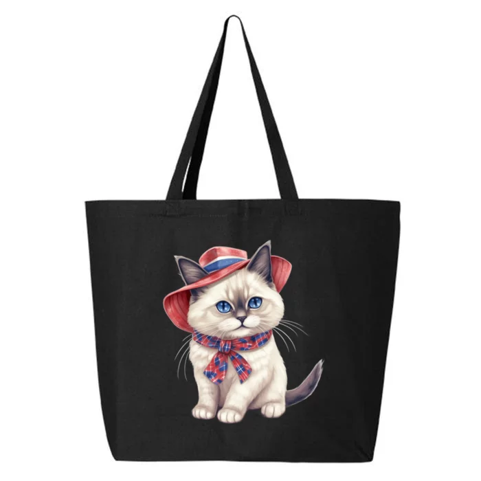 American Cat 4th Of July Cat Patriotic Cats Birman Kitten 25L Jumbo Tote