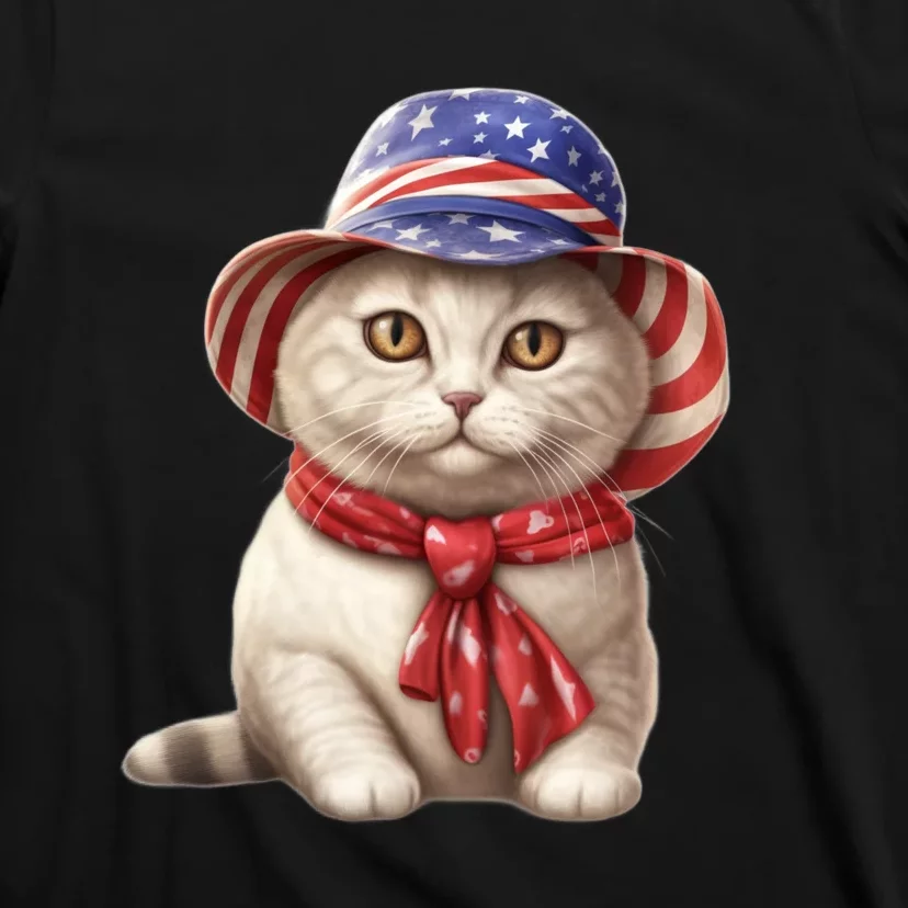 American Cat 4th Of July Cat Patriotic Cats British Shorthair Kitten T-Shirt