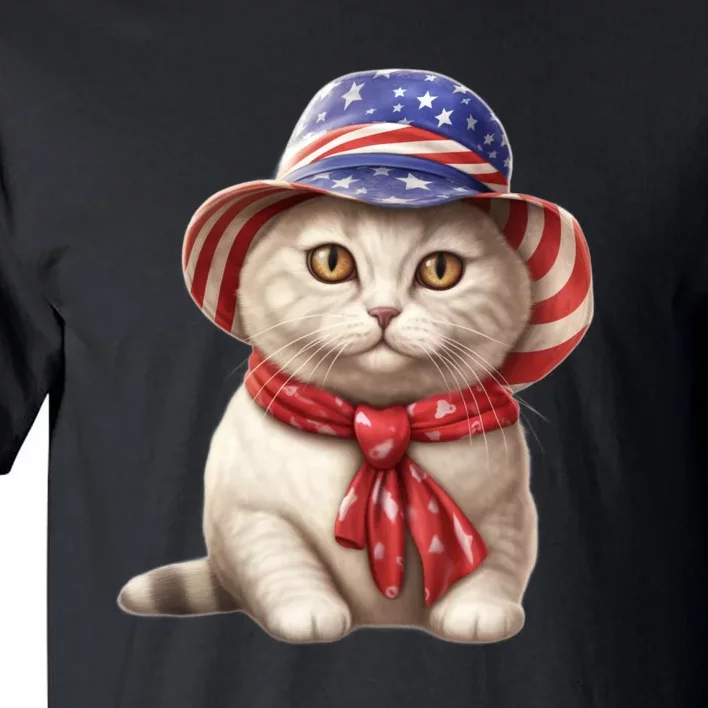 American Cat 4th Of July Cat Patriotic Cats British Shorthair Kitten Tall T-Shirt