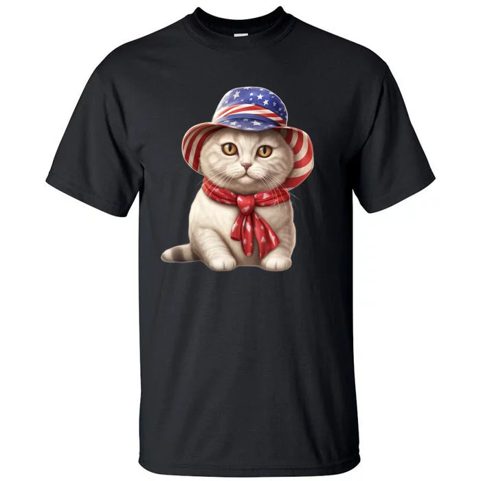 American Cat 4th Of July Cat Patriotic Cats British Shorthair Kitten Tall T-Shirt