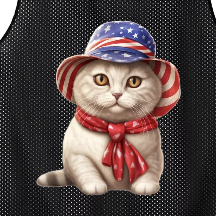 American Cat 4th Of July Cat Patriotic Cats British Shorthair Kitten Mesh Reversible Basketball Jersey Tank