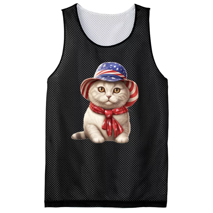 American Cat 4th Of July Cat Patriotic Cats British Shorthair Kitten Mesh Reversible Basketball Jersey Tank