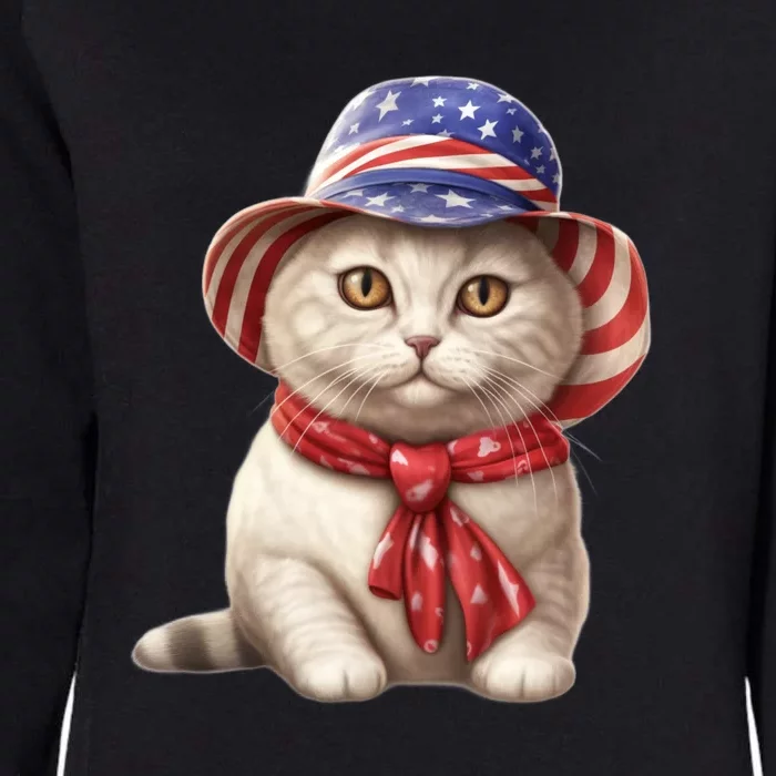 American Cat 4th Of July Cat Patriotic Cats British Shorthair Kitten Womens California Wash Sweatshirt