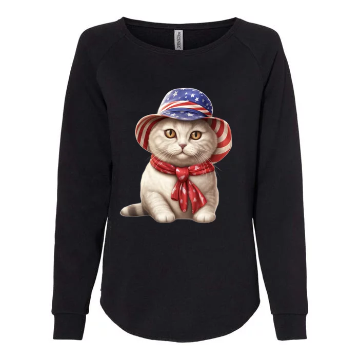 American Cat 4th Of July Cat Patriotic Cats British Shorthair Kitten Womens California Wash Sweatshirt