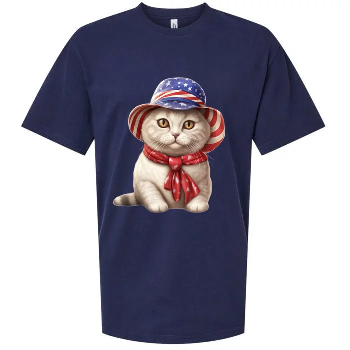 American Cat 4th Of July Cat Patriotic Cats British Shorthair Kitten Sueded Cloud Jersey T-Shirt