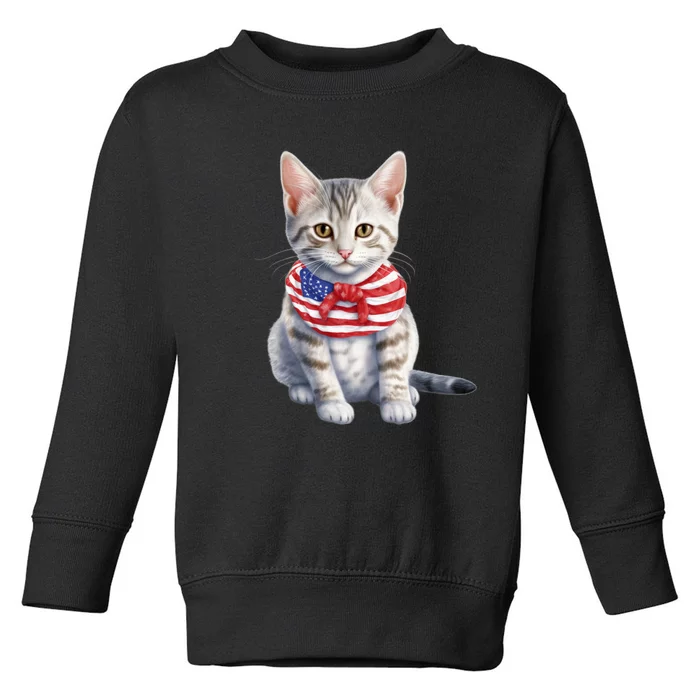 American Cat 4th Of July Cat Patriotic Cats Egyptian Mau Kitten Toddler Sweatshirt