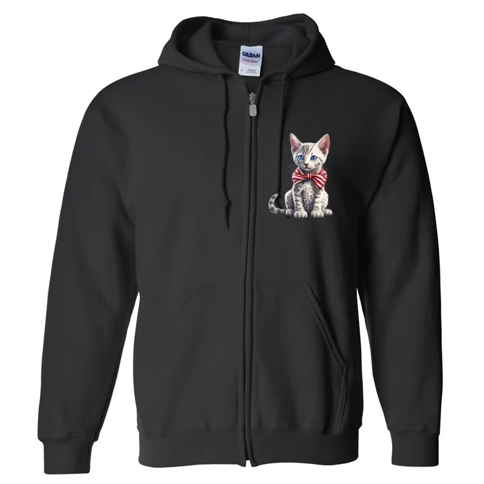 American Cat 4th Of July Cat Patriotic Cats Egyptian Mau Kitten Full Zip Hoodie