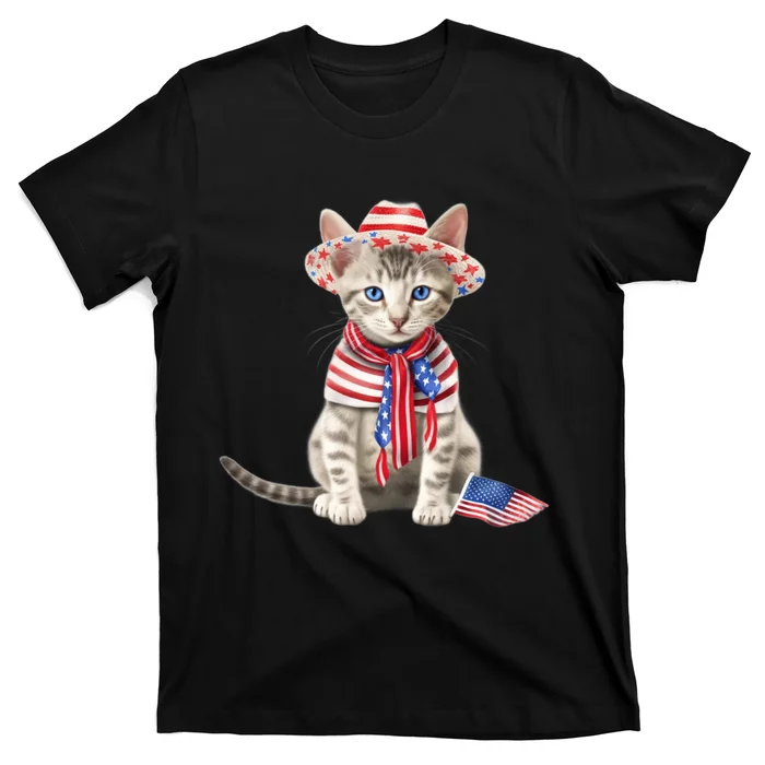 American Cat 4th Of July Cat Patriotic Cats Egyptian Mau Kitten T-Shirt