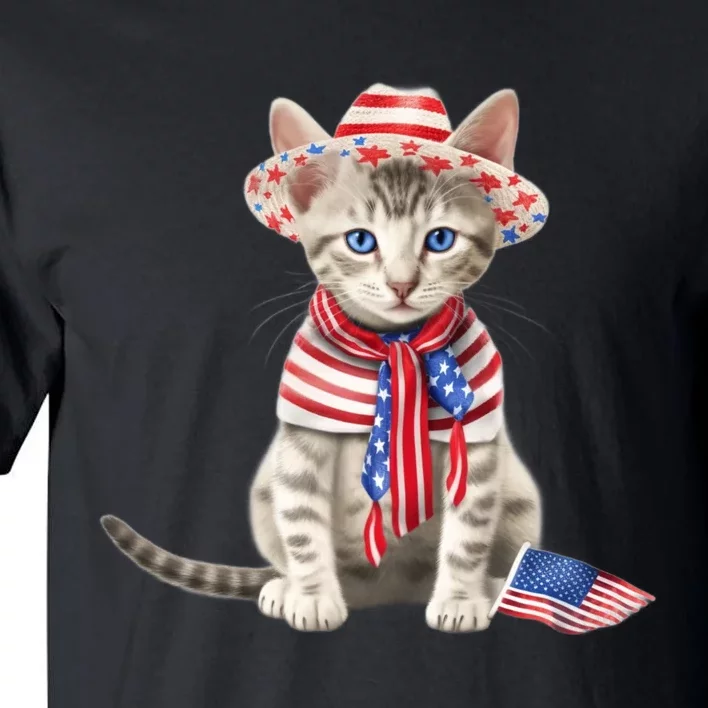 American Cat 4th Of July Cat Patriotic Cats Egyptian Mau Kitten Tall T-Shirt