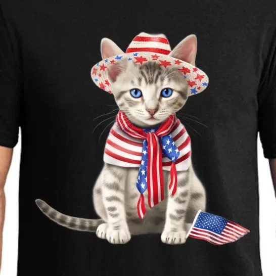 American Cat 4th Of July Cat Patriotic Cats Egyptian Mau Kitten Pajama Set