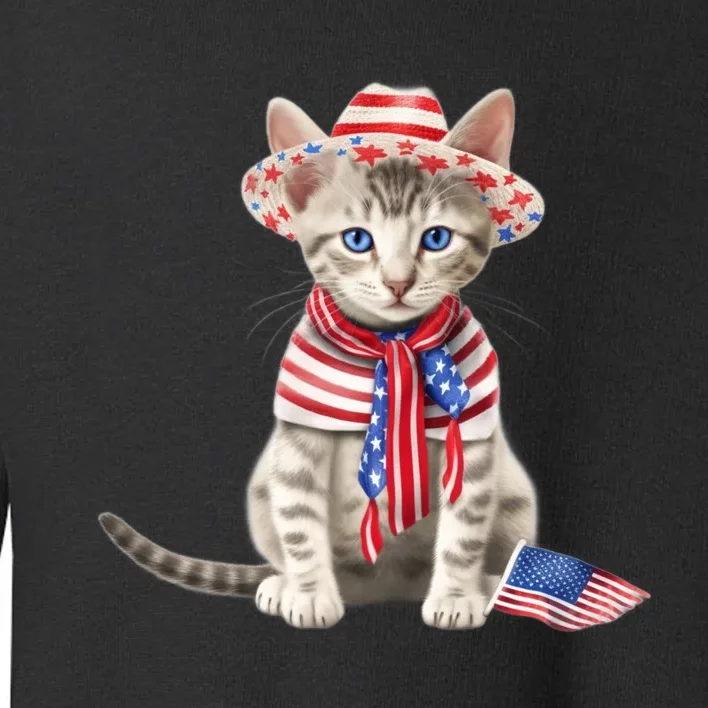 American Cat 4th Of July Cat Patriotic Cats Egyptian Mau Kitten Toddler Sweatshirt