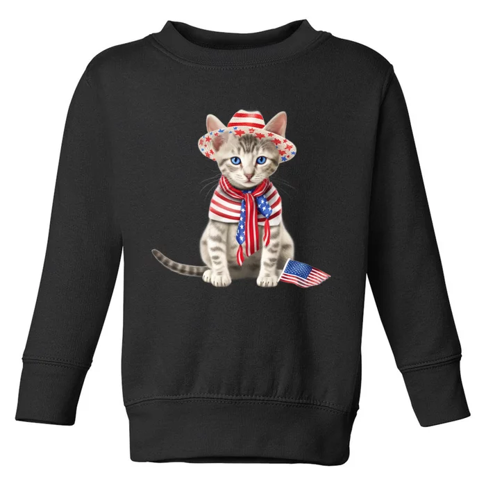 American Cat 4th Of July Cat Patriotic Cats Egyptian Mau Kitten Toddler Sweatshirt