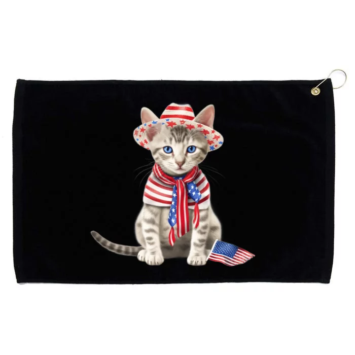 American Cat 4th Of July Cat Patriotic Cats Egyptian Mau Kitten Grommeted Golf Towel