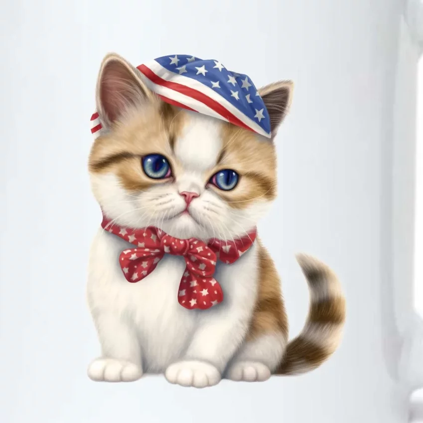 American Cat 4th Of July Cat Patriotic Cats Exotic Shorthair Kitten Black Color Changing Mug