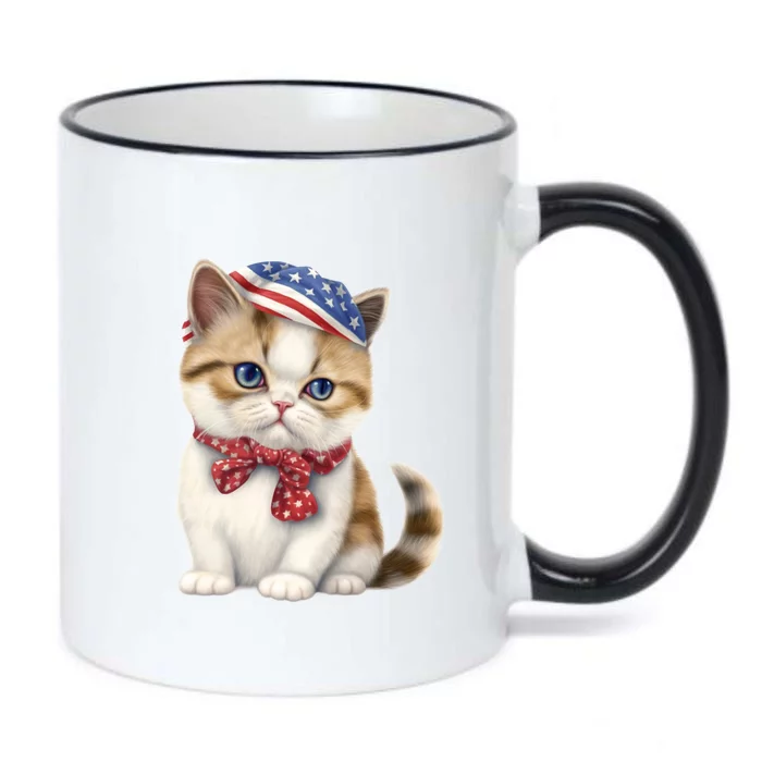 American Cat 4th Of July Cat Patriotic Cats Exotic Shorthair Kitten Black Color Changing Mug