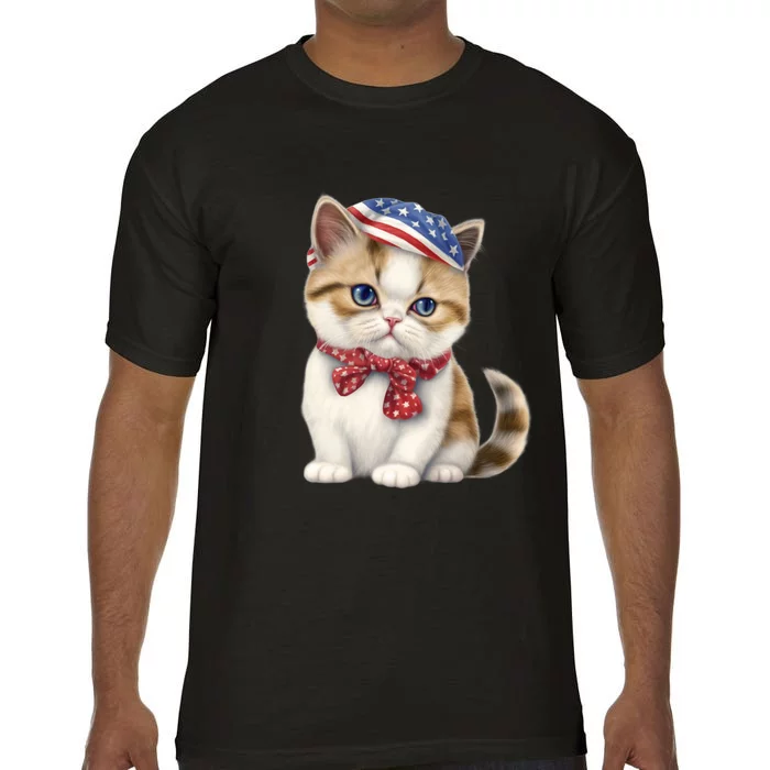 American Cat 4th Of July Cat Patriotic Cats Exotic Shorthair Kitten Comfort Colors T-Shirt