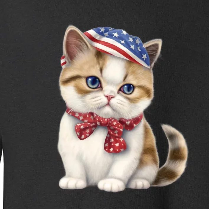 American Cat 4th Of July Cat Patriotic Cats Exotic Shorthair Kitten Toddler Sweatshirt