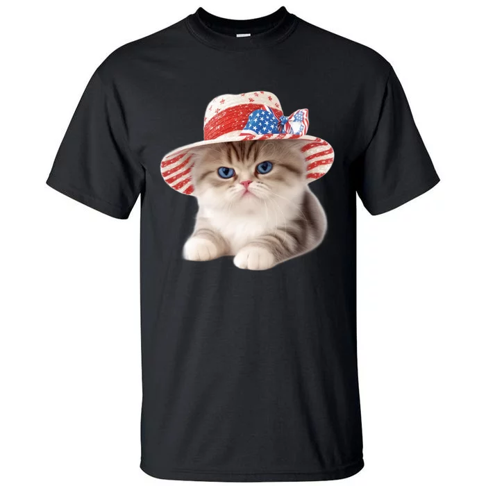 American Cat 4th Of July Cat Patriotic Cats Exotic Shorthair Kitten Tall T-Shirt