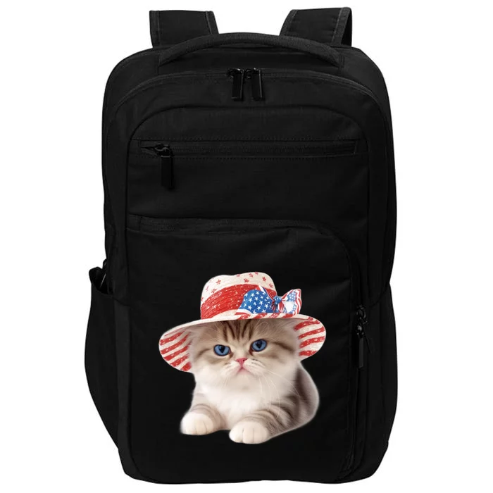 American Cat 4th Of July Cat Patriotic Cats Exotic Shorthair Kitten Impact Tech Backpack