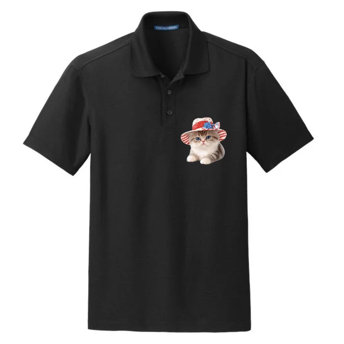 American Cat 4th Of July Cat Patriotic Cats Exotic Shorthair Kitten Dry Zone Grid Performance Polo