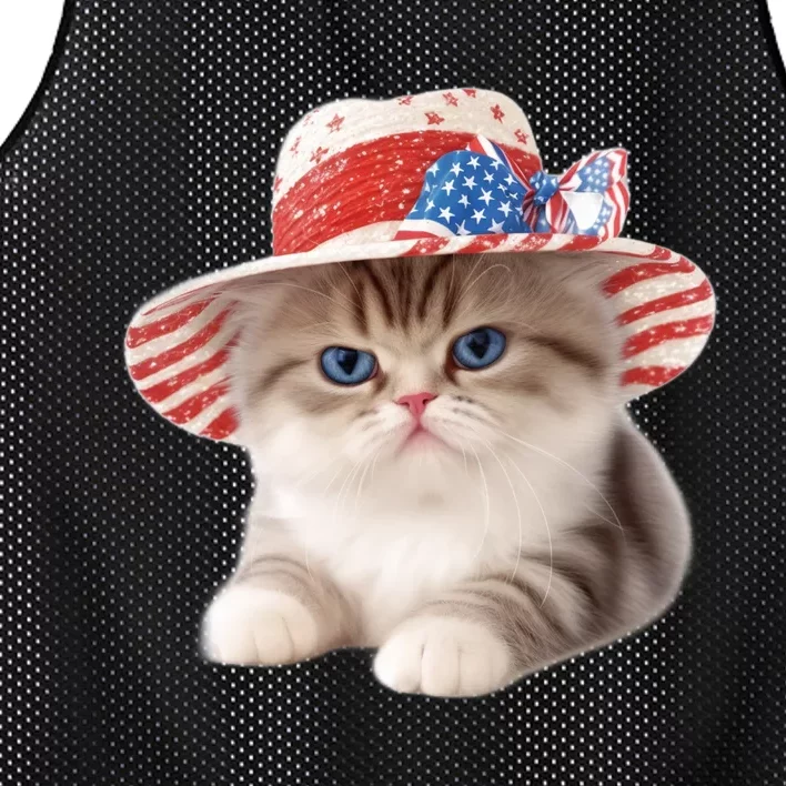 American Cat 4th Of July Cat Patriotic Cats Exotic Shorthair Kitten Mesh Reversible Basketball Jersey Tank