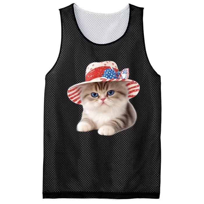 American Cat 4th Of July Cat Patriotic Cats Exotic Shorthair Kitten Mesh Reversible Basketball Jersey Tank