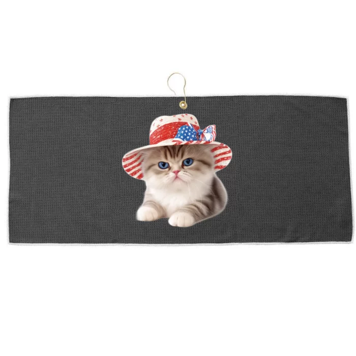 American Cat 4th Of July Cat Patriotic Cats Exotic Shorthair Kitten Large Microfiber Waffle Golf Towel