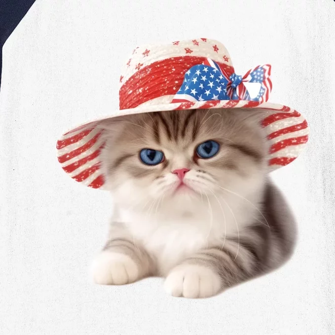 American Cat 4th Of July Cat Patriotic Cats Exotic Shorthair Kitten Baseball Sleeve Shirt