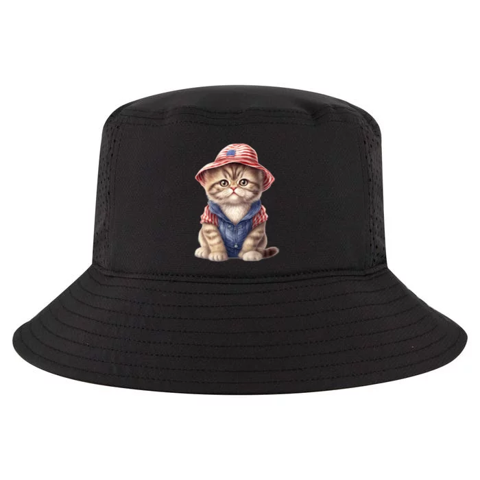 American Cat 4th Of July Cat Patriotic Cats Exotic Shorthair Kitten Cool Comfort Performance Bucket Hat