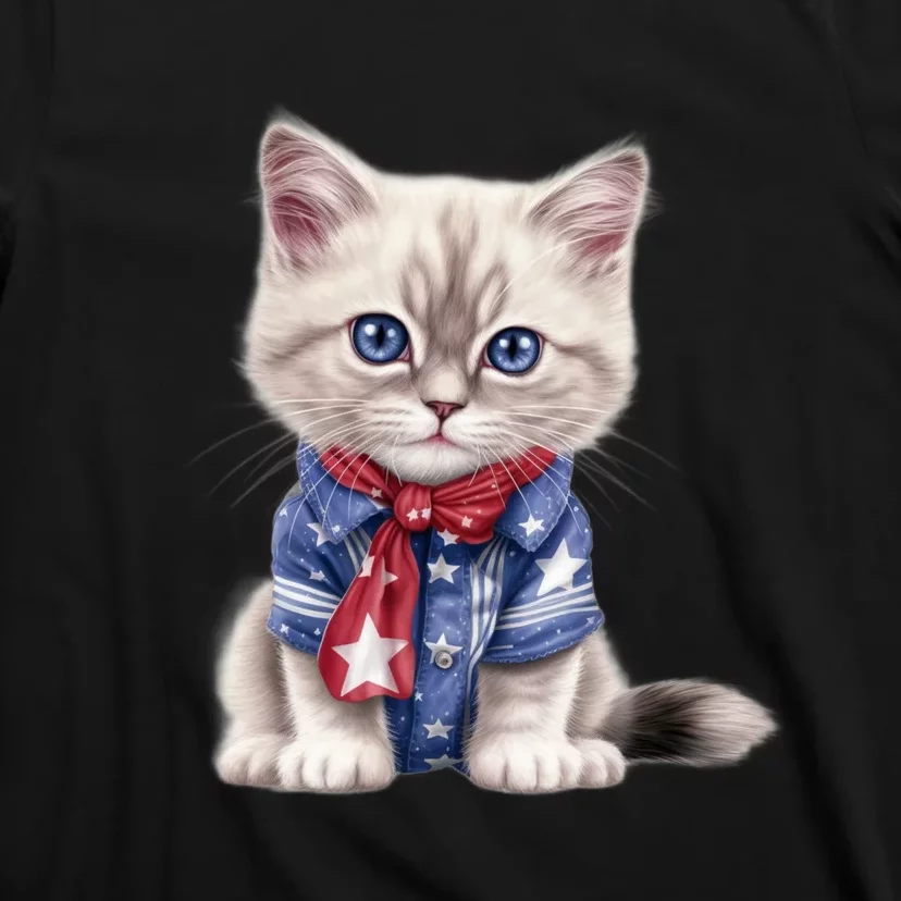 American Cat 4th Of July Cat Patriotic Cats Himalayan Kitten T-Shirt