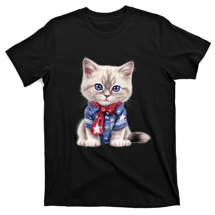 American Cat 4th Of July Cat Patriotic Cats Himalayan Kitten T-Shirt