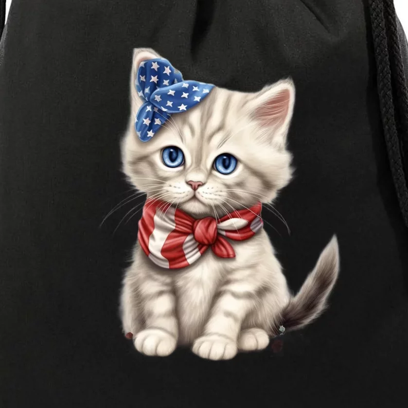 American Cat 4th Of July Cat Patriotic Cats Himalayan Kitten Drawstring Bag