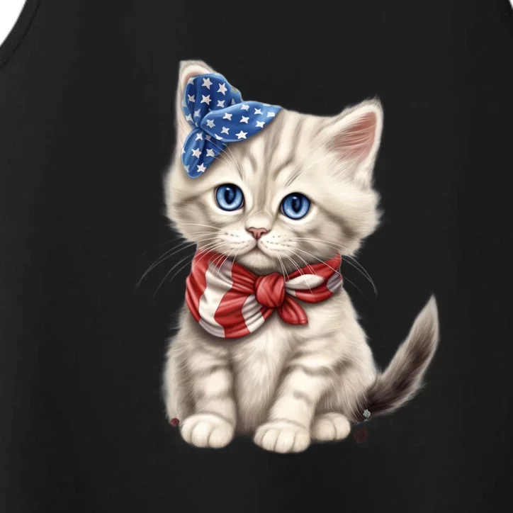 American Cat 4th Of July Cat Patriotic Cats Himalayan Kitten Performance Tank