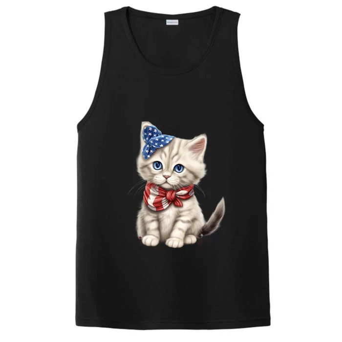 American Cat 4th Of July Cat Patriotic Cats Himalayan Kitten Performance Tank