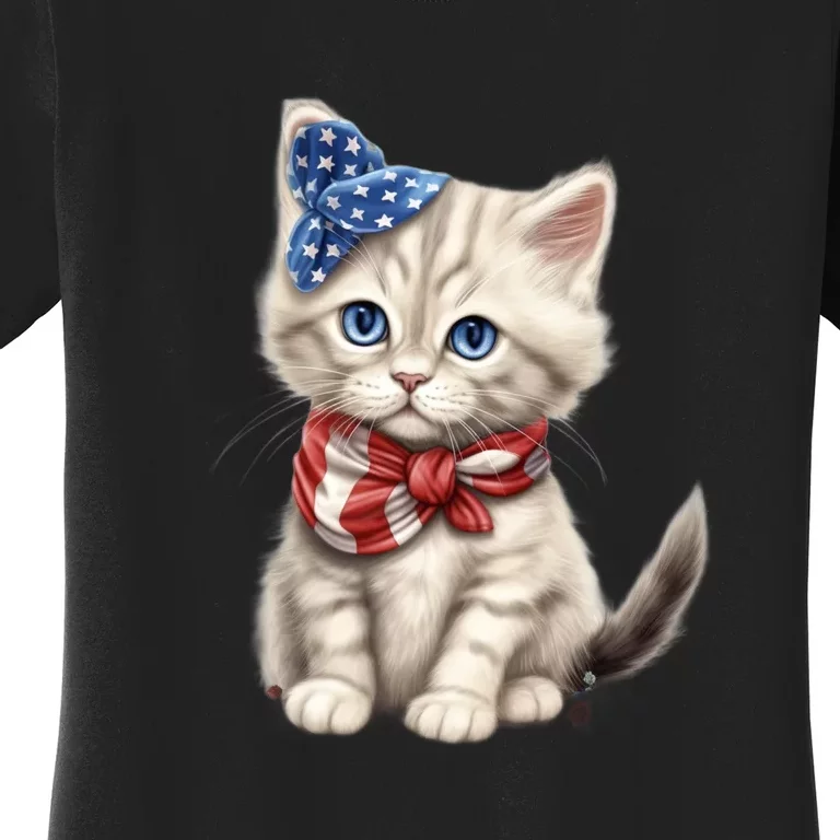 American Cat 4th Of July Cat Patriotic Cats Himalayan Kitten Women's T-Shirt