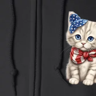 American Cat 4th Of July Cat Patriotic Cats Himalayan Kitten Full Zip Hoodie