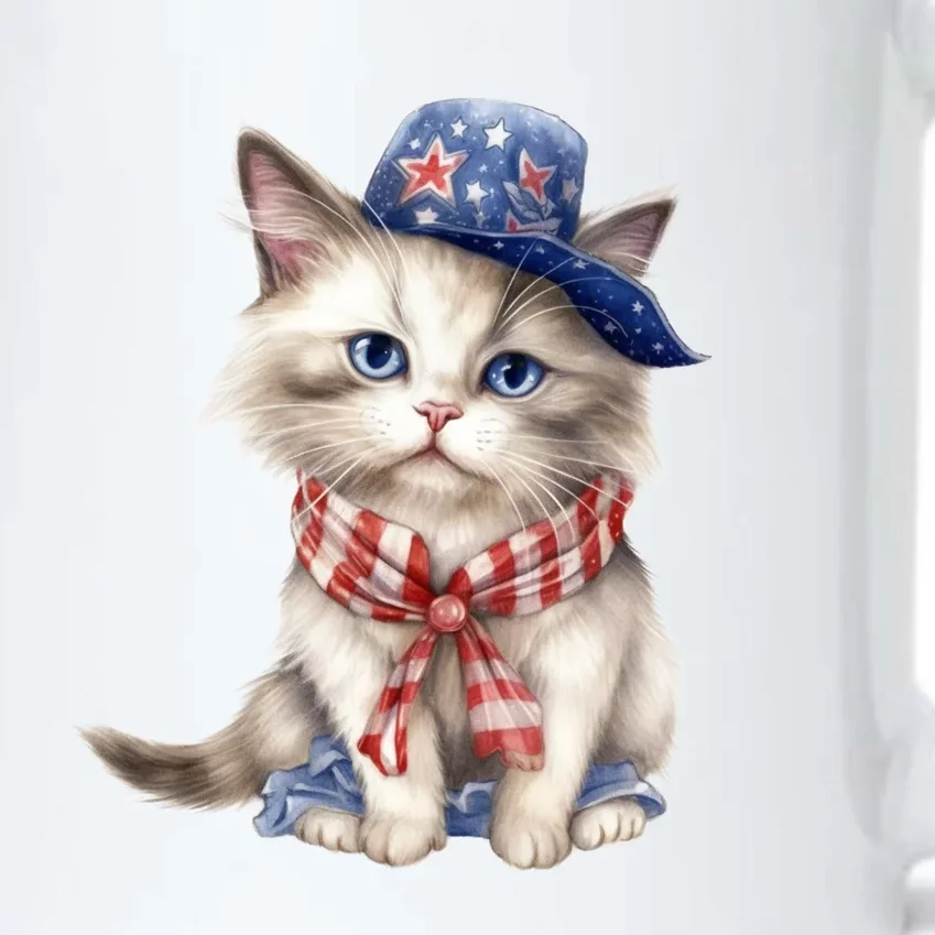 American Cat 4th Of July Cat Patriotic Cats Himalayan Kitten Black Color Changing Mug