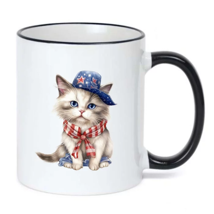 American Cat 4th Of July Cat Patriotic Cats Himalayan Kitten Black Color Changing Mug