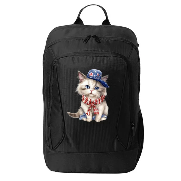 American Cat 4th Of July Cat Patriotic Cats Himalayan Kitten City Backpack