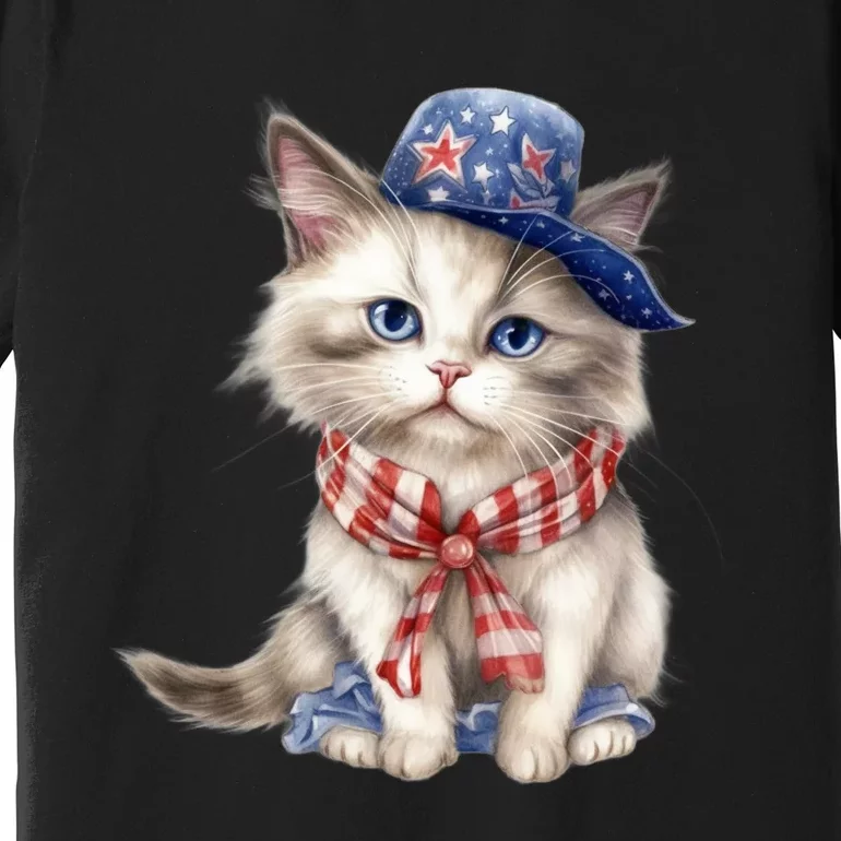 American Cat 4th Of July Cat Patriotic Cats Himalayan Kitten Premium T-Shirt