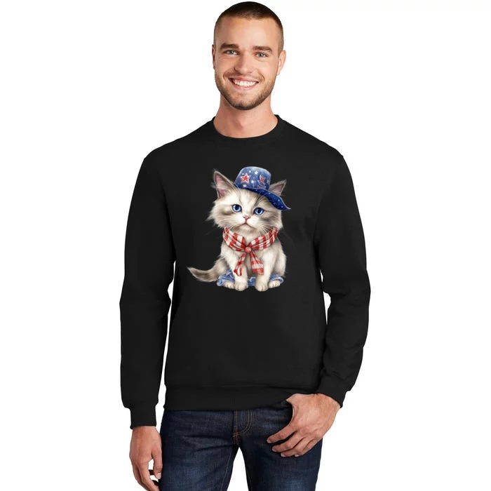 American Cat 4th Of July Cat Patriotic Cats Himalayan Kitten Tall Sweatshirt