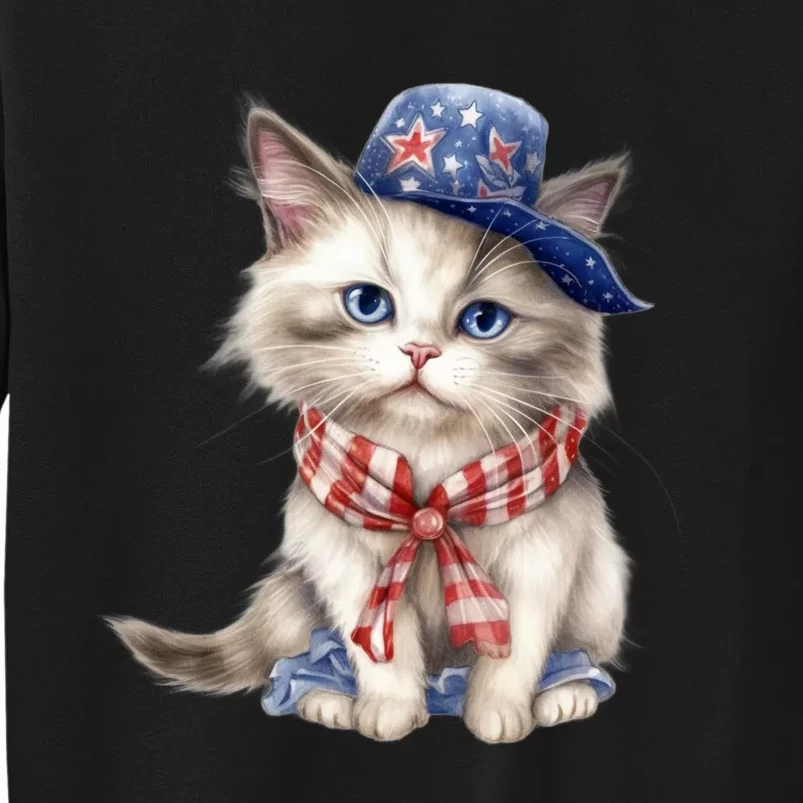 American Cat 4th Of July Cat Patriotic Cats Himalayan Kitten Tall Sweatshirt