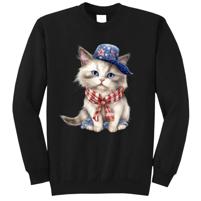 American Cat 4th Of July Cat Patriotic Cats Himalayan Kitten Tall Sweatshirt