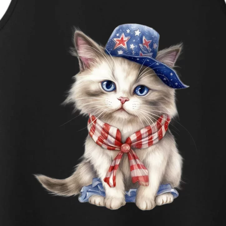 American Cat 4th Of July Cat Patriotic Cats Himalayan Kitten Performance Tank