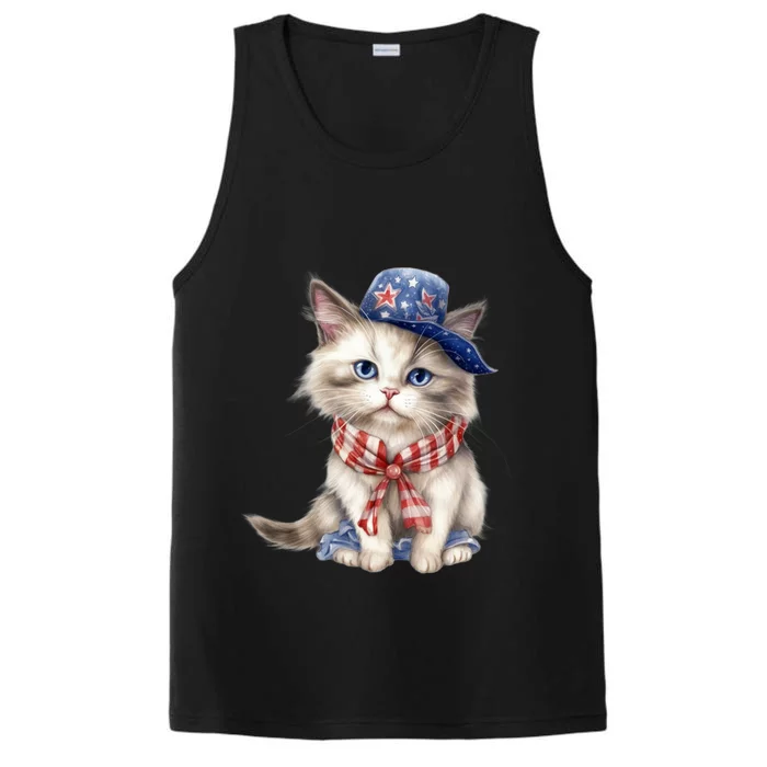 American Cat 4th Of July Cat Patriotic Cats Himalayan Kitten Performance Tank