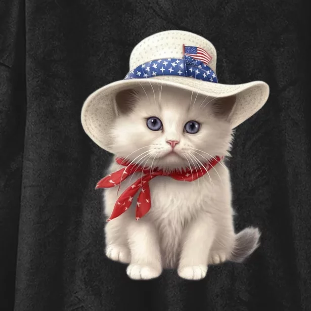 American Cat 4th Of July Cat Patriotic Cats Himalayan Kitten Hooded Wearable Blanket