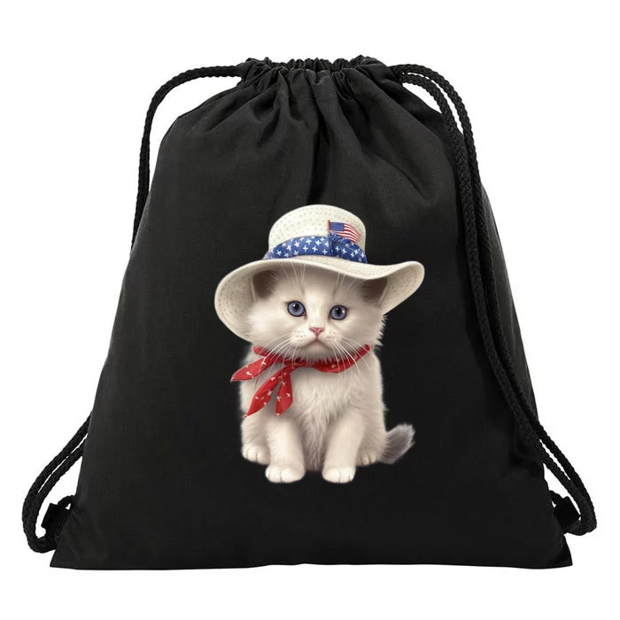 American Cat 4th Of July Cat Patriotic Cats Himalayan Kitten Drawstring Bag