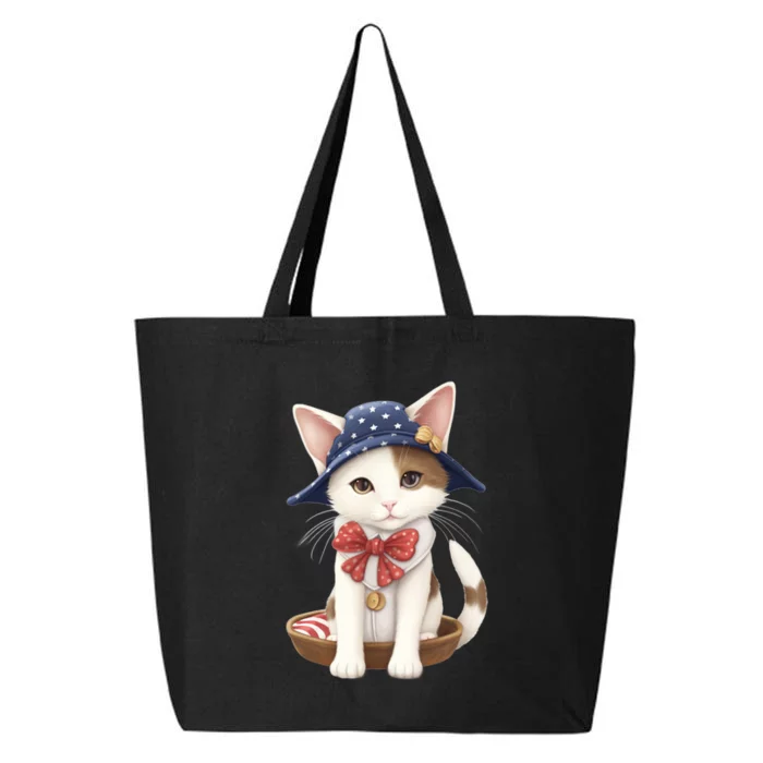 American Cat 4th Of July Cat Patriotic Cats Japanese Bobtail Kitten 25L Jumbo Tote