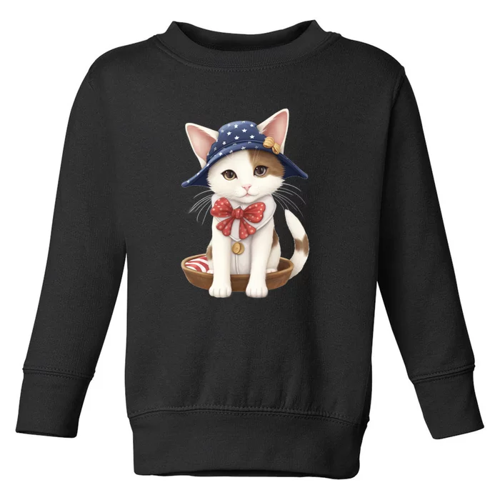 American Cat 4th Of July Cat Patriotic Cats Japanese Bobtail Kitten Toddler Sweatshirt