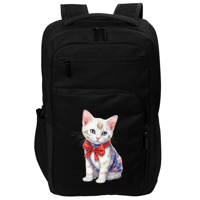 American Cat 4th Of July Cat Patriotic Cats Japanese Bobtail Kitten Impact Tech Backpack